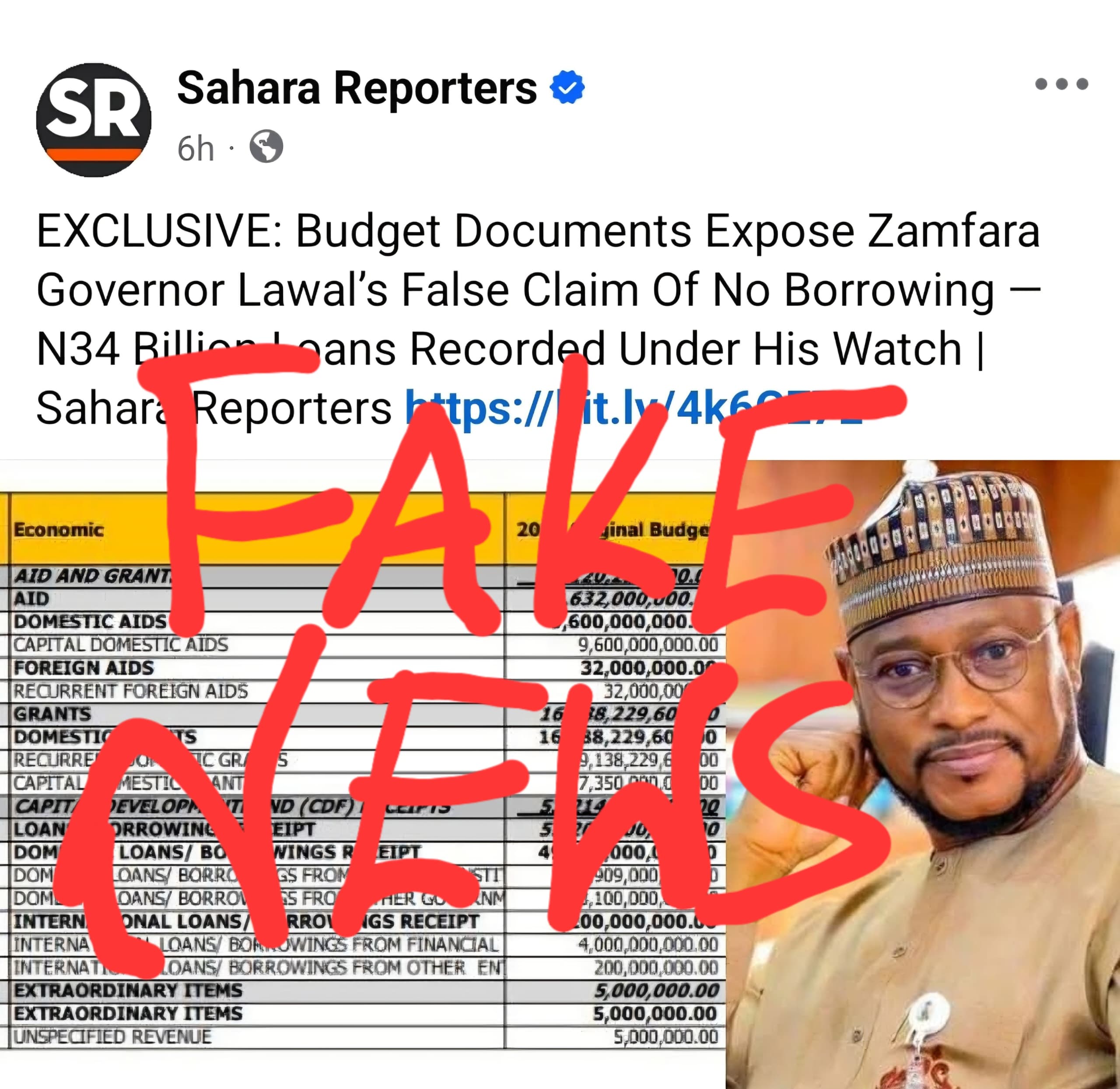 Gwamna Lawal Bai Karbi Lamuni Ba; Tsatsagwaron Ƙaryar Sahara Reporters Ce Da Bata Aikin Jarida, Inji gwamnatin Zamfara
